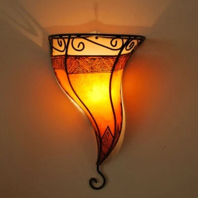 Lampe Murale Orientale Marocaine Hennalampe AUTAR ORANGE - Photo 1/3
