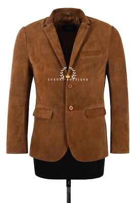 Herren Leder Blazer Hellbraun Wildleder Klassisch Italienisch Maßgeschneidert Weich Echtleder Mantel