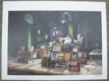 Market Closing Time News Stand Tom Lynch Original Vintage Signed Print Poster