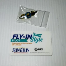 Sun 'n Fun Aerospace Expo 2025 I Flew To Sun 'n Fun Lapel Pin And Marketing Card