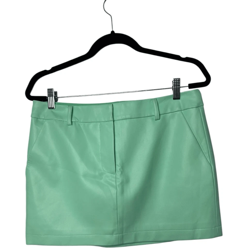 Minifalda Amanda Uprichard Revolve Brooklyn Turquesa Como Nueva Cuero Vegano Talla M Foto 2 de 4