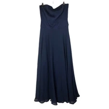 Max and Cleo Navy Blue Strapless Formal A-Line Gown 4