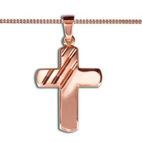 Rosè Rot Gold 333 Kinder Kreuz AnhäNger Baby Taufe Kommunion Mit Kette Vg