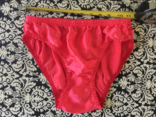 Vintage 100% Silk Red Bikini Ruched Panties Small Shiny Liquid Silk Gusset - Picture 4 of 5