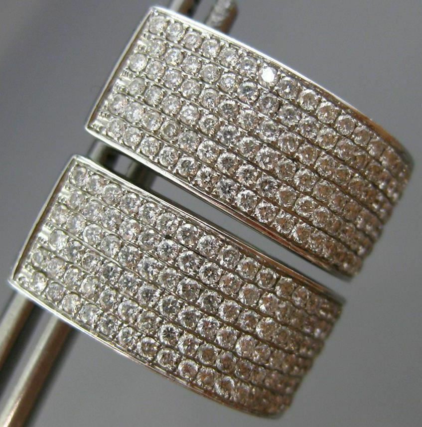 ORECCHINI A SOSPENSIONE HUGGIE OVALI MULTI FILA 3D ORO BIANCO 18KT DIAMANTE ESTATE 1 96CT