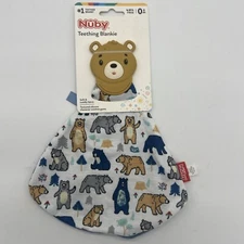 New Nuby Bear Teething Blankie Silicone BPA Free 0+M Free Shipping!