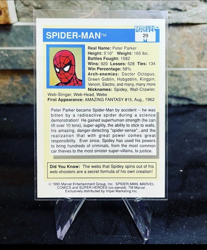 1990 Marvel Universe Spider-Man #29 - Bild 2 von 2