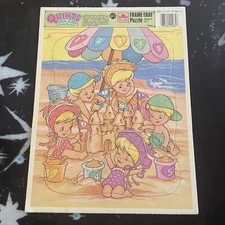 Quints Day At The Beach Vintage Frame Tray Puzzle 1990 Golden