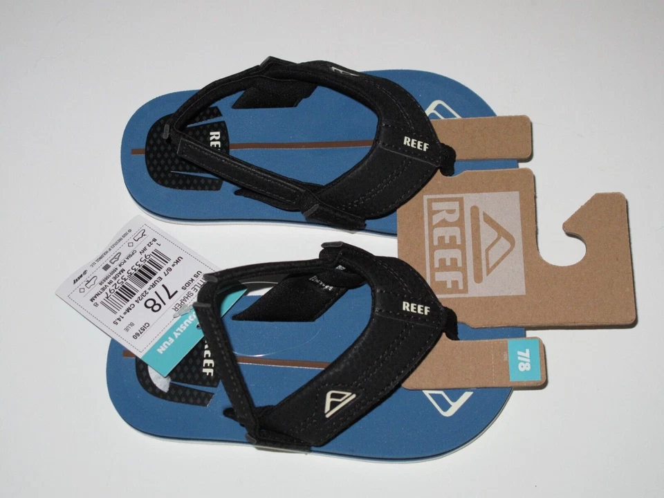 Sandalias chanclas Reef Infantil Niño Pequeño 7/8 Little Shapers Niños Negro Azul Foto 2 de 2
