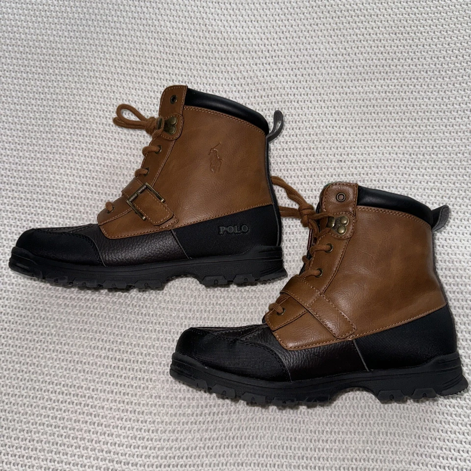 Polo Ralph Lauren Colbey MID II Marrón Cuero Pato Bota NIÑOS Talla 5 Zapatos Foto 2 de 4