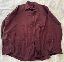 BEN SHERMAN PURPLE STRETCH DRESS SHIRT XL LONG SLEEVE BUTTON UP DARK RED MAROON