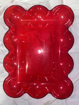 4 Pc Red Plastic Fruit / Snack Trays.  Basket Ease by Decra Stone. Made In USA