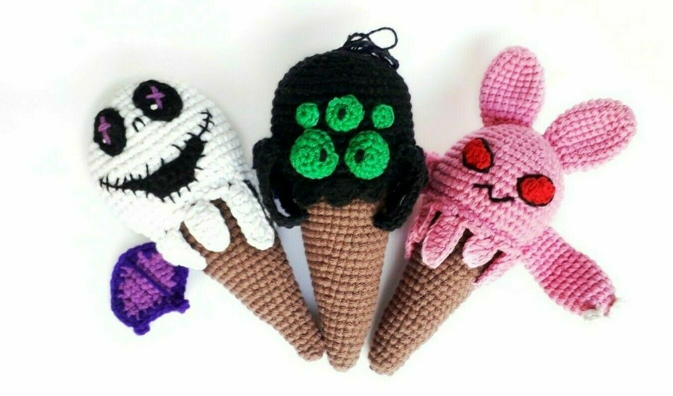 Amigurumi zombie horror conejito araña fantasma helado decoración de Halloween