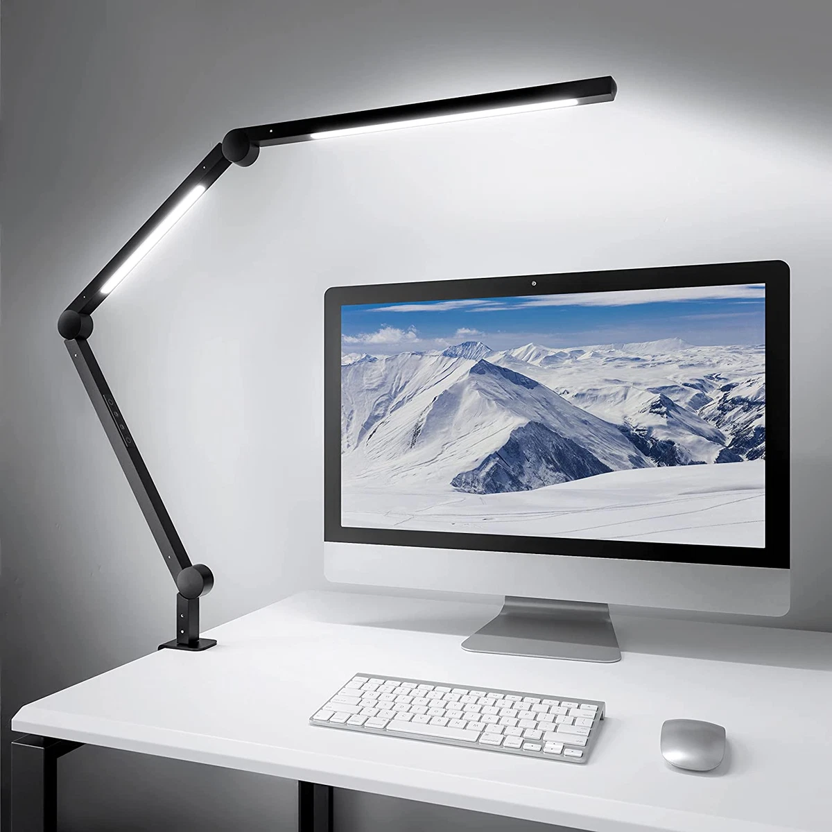 Desk Lamps for Home Office, 2-in-1 LED Desk Lamp, 3-Section Long Arm Desk  Light with Clamp and Base, Adjustable Table Lamp with 3 Colors Modes, 10