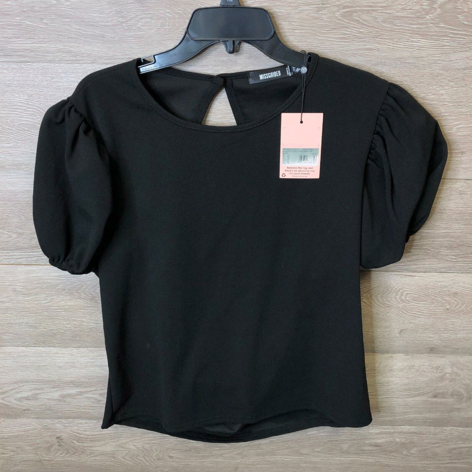 missguided black puff sleeve top