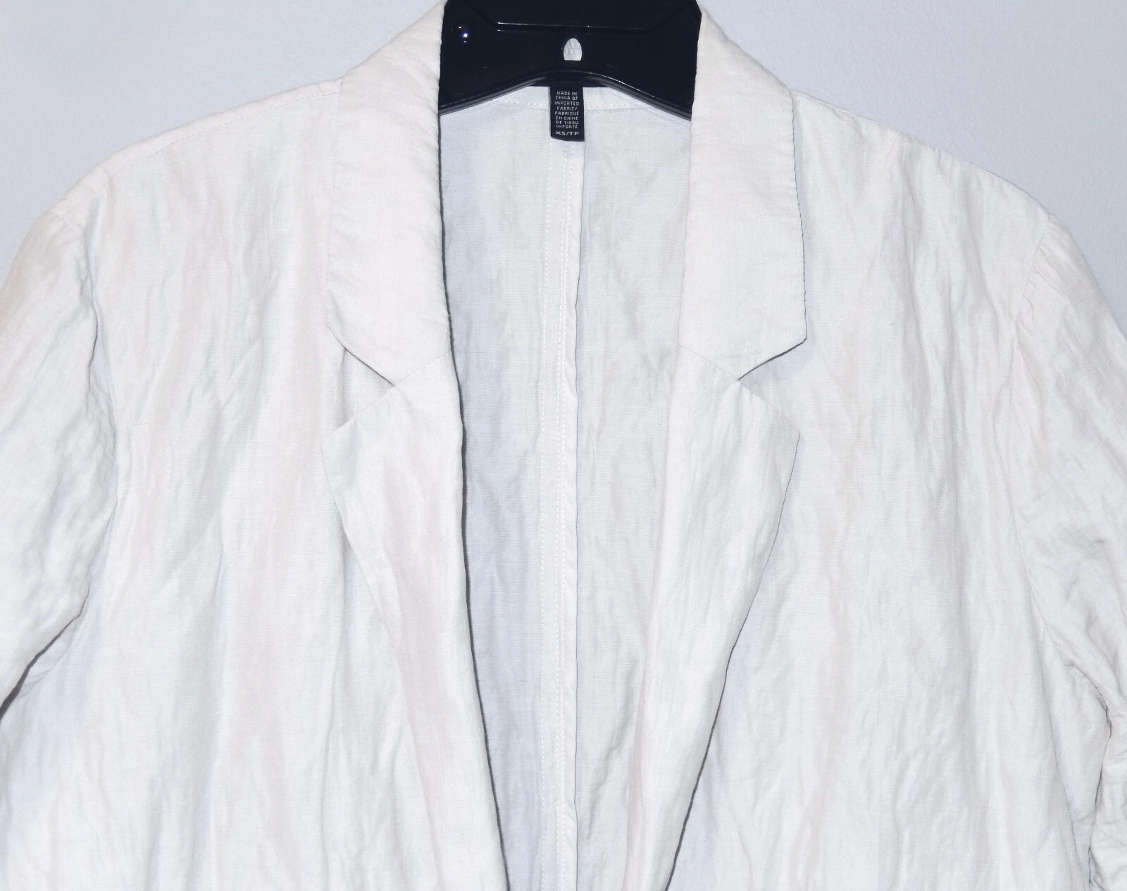 OFF WHITE Eileen Fisher Giacca Longline Cappotto Leggero Polverier Bianco Off Petite XS