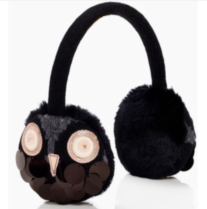 kate spade NIGHT OWL EARMUFFS BLACK ROSEGOLD FINE FEATHER  display picture 3