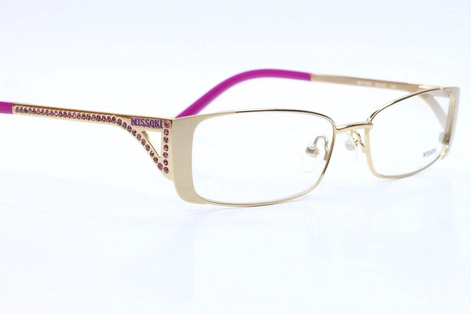 Gafas Missoni MI17101 Oro Púrpura Metal Brillos Diseñador Italia 53-16-140 mm Foto 3 de 4