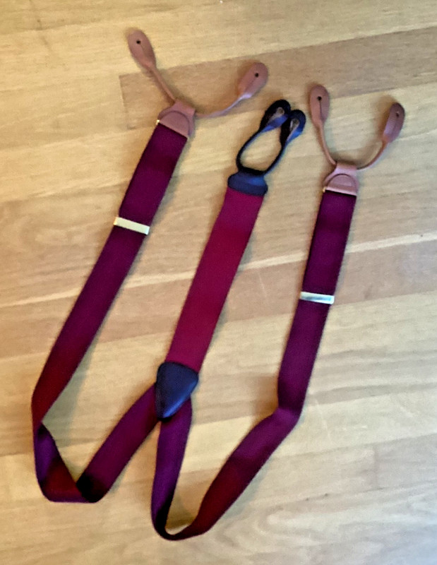 Trafalgar Suspenders Braces Red/Burgundy Button Classic Y Back