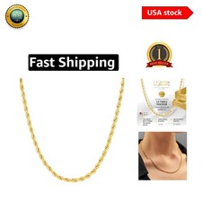 Elegant 3mm Gold Rope Chain Necklace for Men  Women - 16 Inch Diamond Cut Style