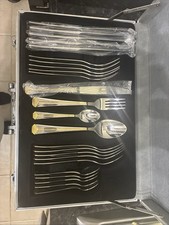 RARE Solingen Germany Gold Plated Cutlery Set - 24 Pieces In Case
