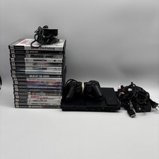 Sony PlayStation 2 Slim SCPH-77001 W/17 Games , Memory Card And Eye Toy TESTED