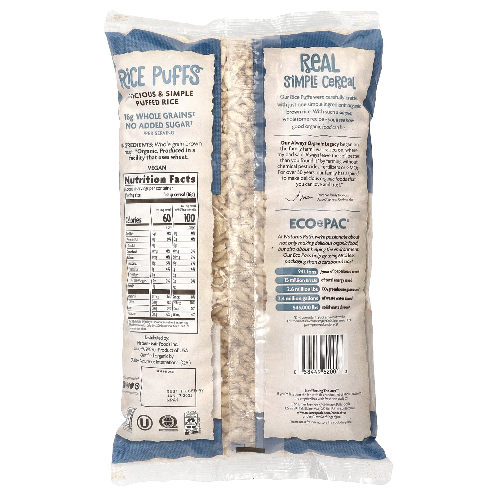 Organic Rice Puffs Cereal, 6 oz (170 g)