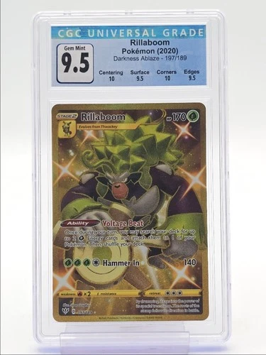 RILLABOOM 2020 POKEMON SWSH DARKNESS ABLAZE SECRET RARE 197/189 CGC 9.5 Q4444