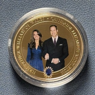 2010 Gold Plated Cook Islands Dollar. Engagement William & Kate.