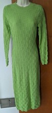 Another Girl Dress Midi Stretch Knit Open Back Long Sleeves Sz Medium Green