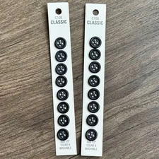 NEW Vintage Slimline Black 4 Hole Flat Round Sewing Buttons 16 Pack 4 crafts DIY