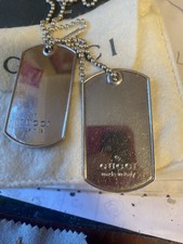 100% genuine GUCCI SILVER TWIN DOG TAGS NECKLACE 45.5g With Box. Please read
