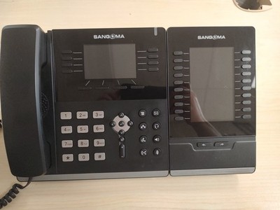 Sangoma S505 IP Office Phone w/ EXP100 Expansion Module, Handset, & Stand