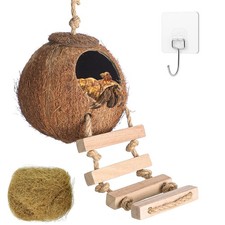 Gecko Tank Accessories, Hermit Crab Toys Coconut Shell Natural Coconut Husk H...