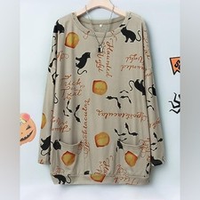 Womens Halloween Sweatshirts Pumpkin Long Sleeve Size L