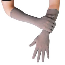 Elbow Length Mesh Gloves, Women Sheer Tulle Long Gloves for Extra Long Gray