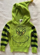 The Grinch By Dr. Suess, Child s 12M Green Hooded Sweater, Cotton Poly Blend