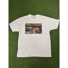 Vintage Visa Las Vegas Skyline Graphic T-Shirt White XL Mens Retro Strip