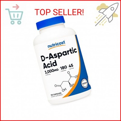 Nutricost D-Aspartic Acid (DAA) Capsules 3000mg Per Serving (180 Capsules) - Non