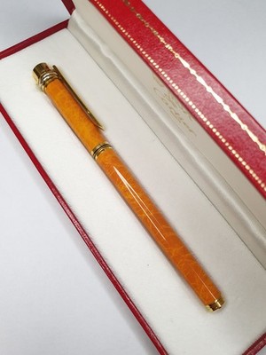 Must de Cartier Trinity Orange Fountain Pen Gold 18k | eBay