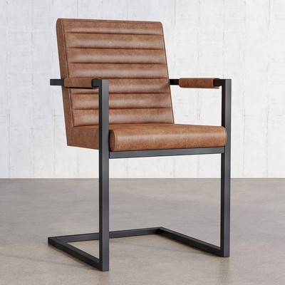 Knolt Brown Fabric Sled Armchairs Set of 2