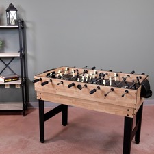 49.5 in 10-in-1 Game Table with Billiards/Foosball - Light Wood by Sunnydaze