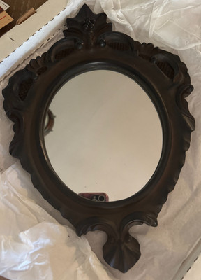 Victorian Ornate Walnut Mirror Frame Carved Wall Decor