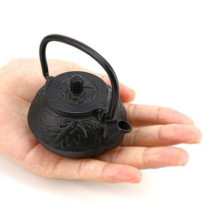 50ml(1.7oz) Mini Cast Iron Teapot, Imitation Japanese Kettle with Copper Hand...