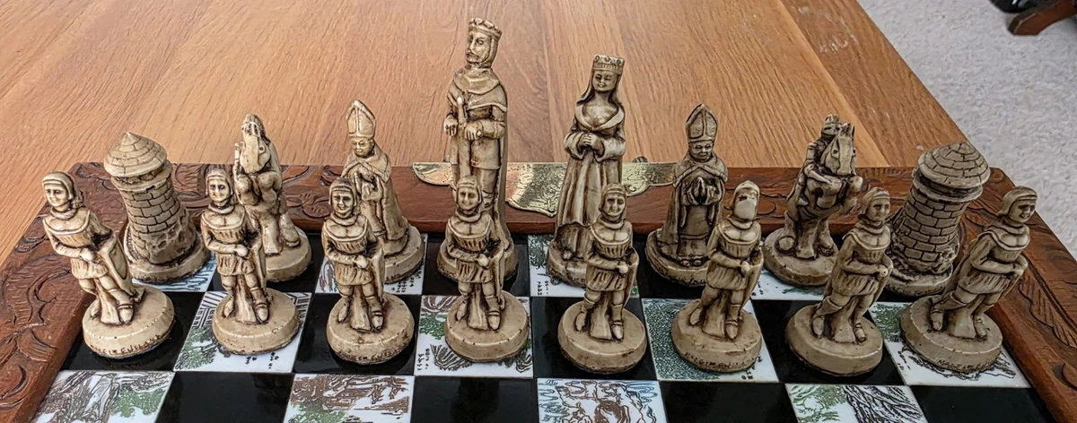 Jeu D'échecs Chinois Vintage - Roi (King) En Bronze - 125 Mm - Bois