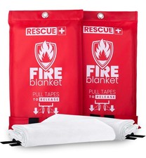 Rescue+ Emergency Fire Blankets 2 Pack 40 x Fiberglass Flame Retardant Safety