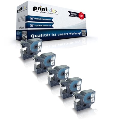 5x Jumbo Schriftbänder für Dymo 45803 Schwasrz auf Weiß 19mm - Drucker Pro Serie