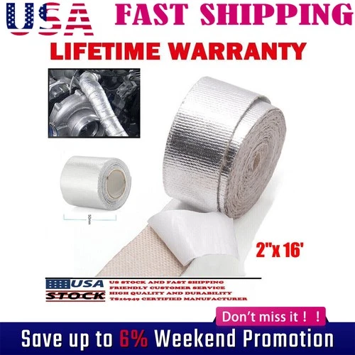 2" x 16' Adhesive Exhaust Header Pipe Wrap Heat Shield Tape Exhaust Heat Wrap*