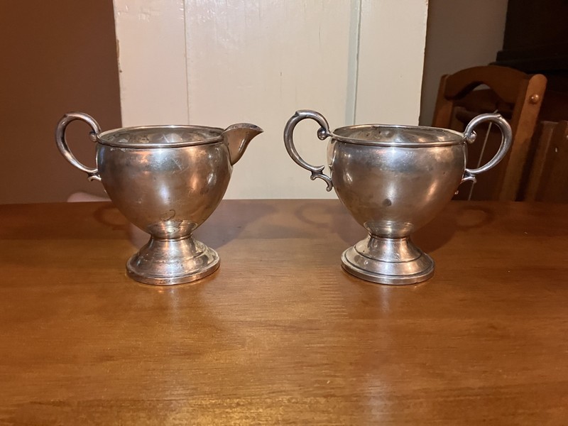 Sterling Weighted Cream and Sugar Set Vintage - dents and marks throughout both