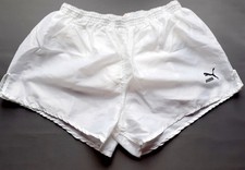 VINTAGE 80er 80s PUMA Glanz Nylon Fussball Shorts D8 XL weiß shiny Hose TOP